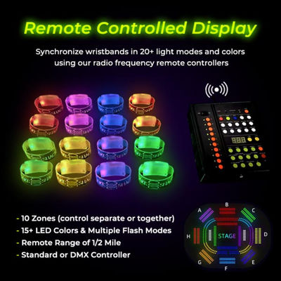강력한 DMX 무선 컨트롤러 LED 손목밴드 및 로니어드 콘서트 페스티벌 및 기업 행사
